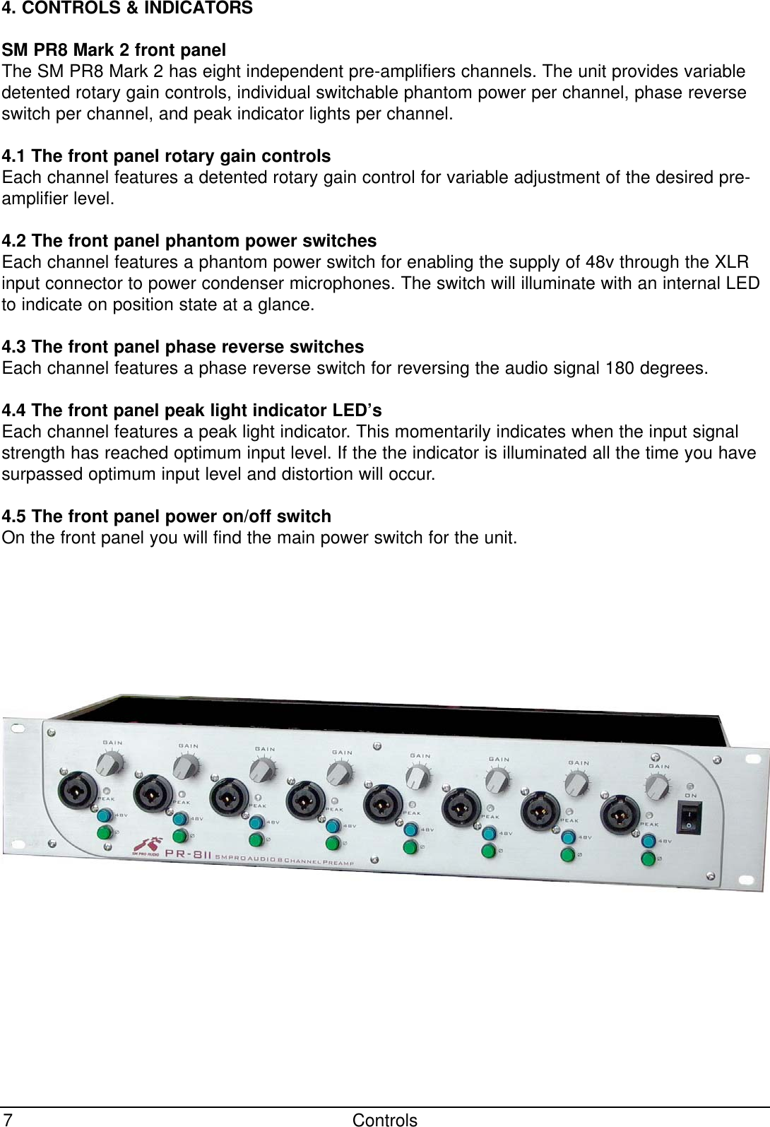 Page 7 of 12 - PR8_mk2_man SM Pro Audio PR8MK2 Operating Manual (English) Pr8mkii