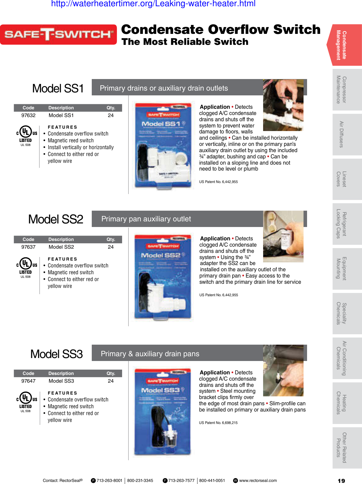 Page 1 of 3 - Rectoseal-condensate.. Rectoseal-condensate-overflow-switches