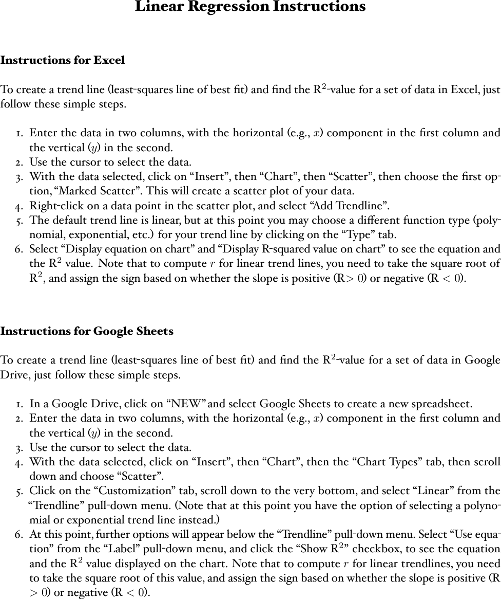 Page 1 of 1 - Regression Instructions