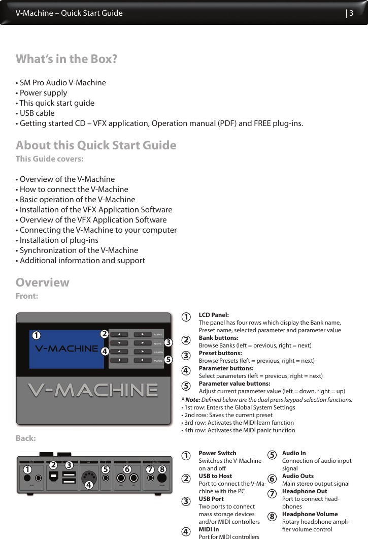 Page 3 of 8 - SM Pro Audio V-Machine Quick Start Guide V1.0 Vmachine Quickstart