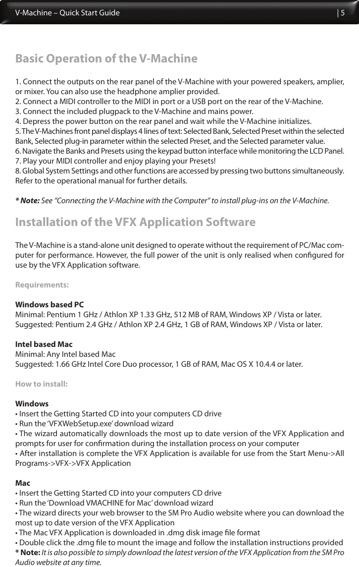 Page 5 of 8 - SM Pro Audio V-Machine Quick Start Guide V1.0 Vmachine Quickstart