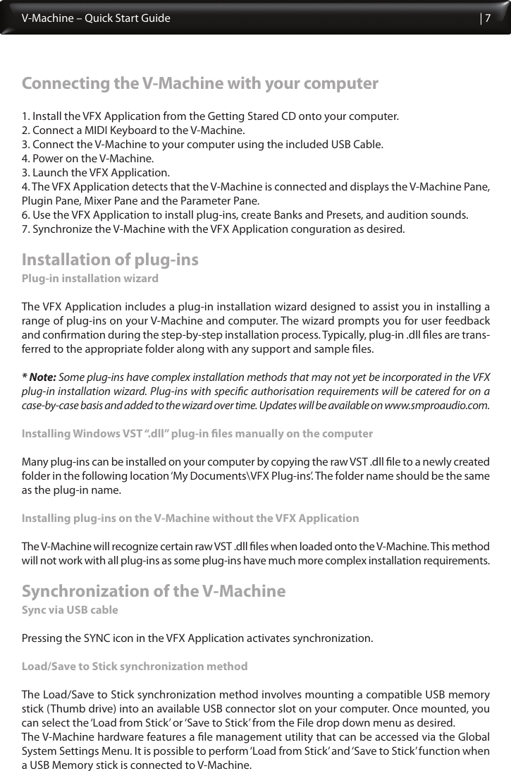 Page 7 of 8 - SM Pro Audio V-Machine Quick Start Guide V1.0 Vmachine Quickstart