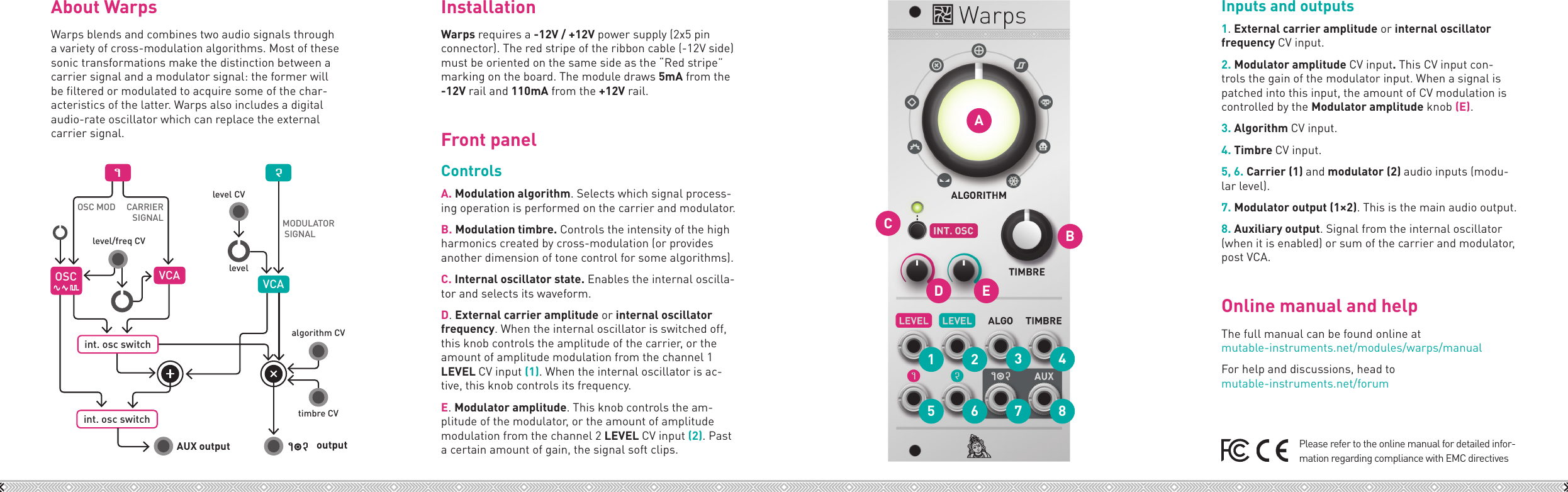 Page 2 of 2 - 151220_Warps-manual Mutable Instruments Warps Quick Start Quickstart