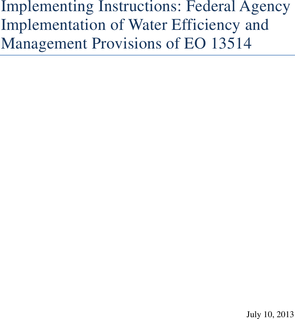 Federal Agency Implementation Of Water Efficiency And Management ...