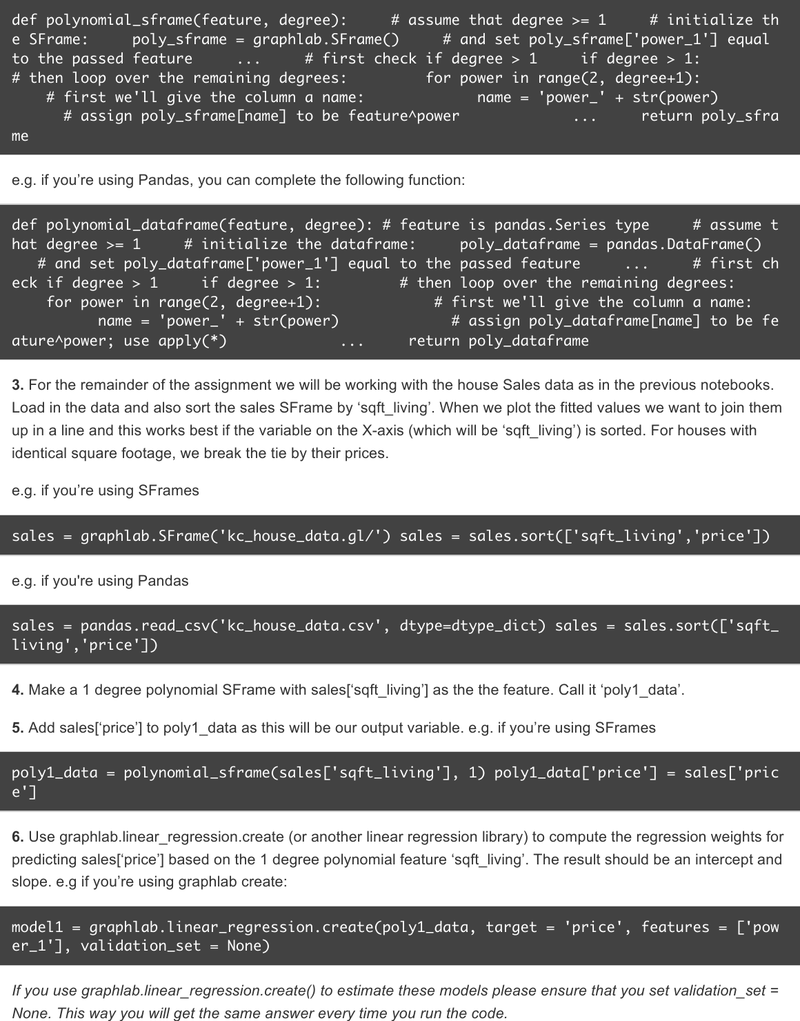 Week 03 polynomial regression assignment instructions