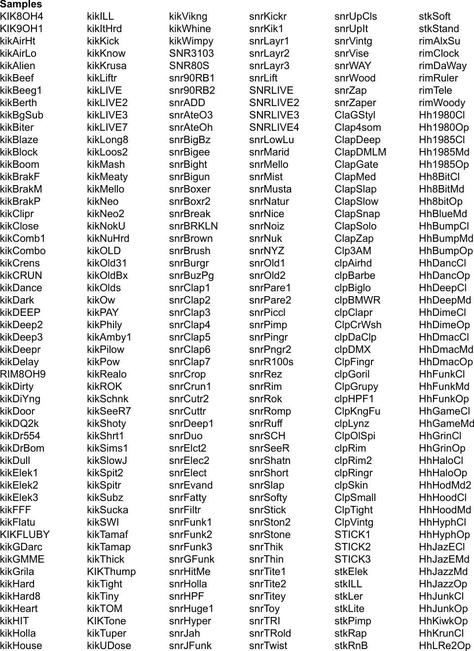 Page 2 of 4 - XR20-Patterns_Kits_Samples Akai XR20 List Of Preset Patterns, Kits, And Samples Patterns Kits 00 1d01a5ad307601d3aa8576e24da642cf