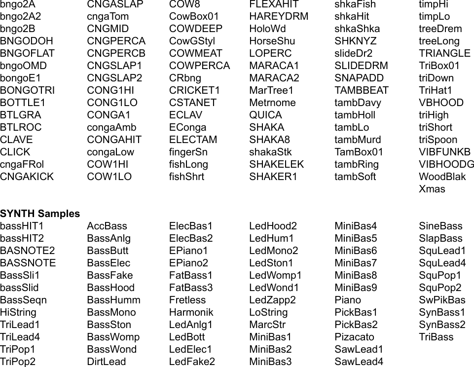 Page 4 of 4 - XR20-Patterns_Kits_Samples Akai XR20 List Of Preset Patterns, Kits, And Samples Patterns Kits 00 1d01a5ad307601d3aa8576e24da642cf