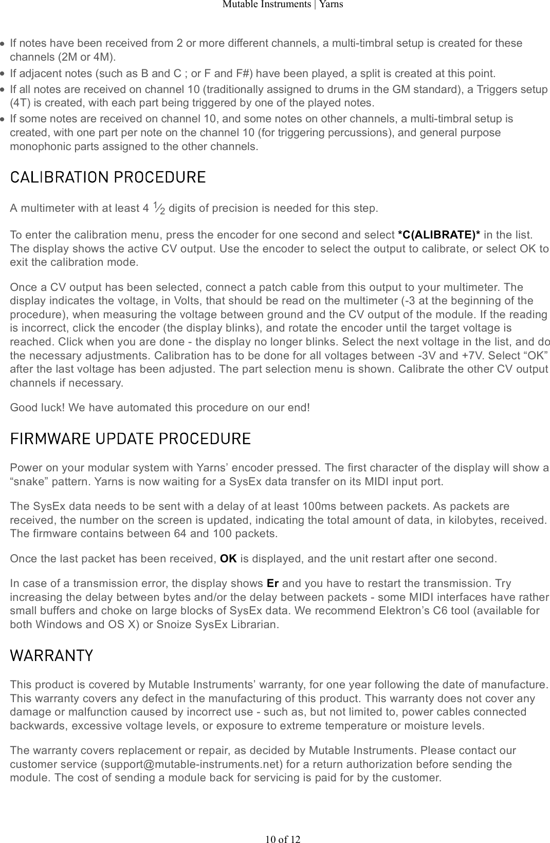 Page 10 of 12 - Mutable Instruments | Yarns User Manual