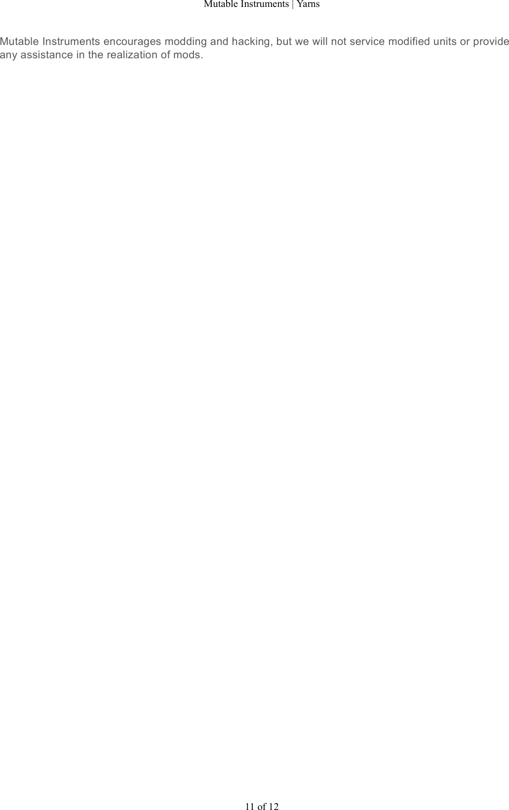 Page 11 of 12 - Mutable Instruments | Yarns User Manual