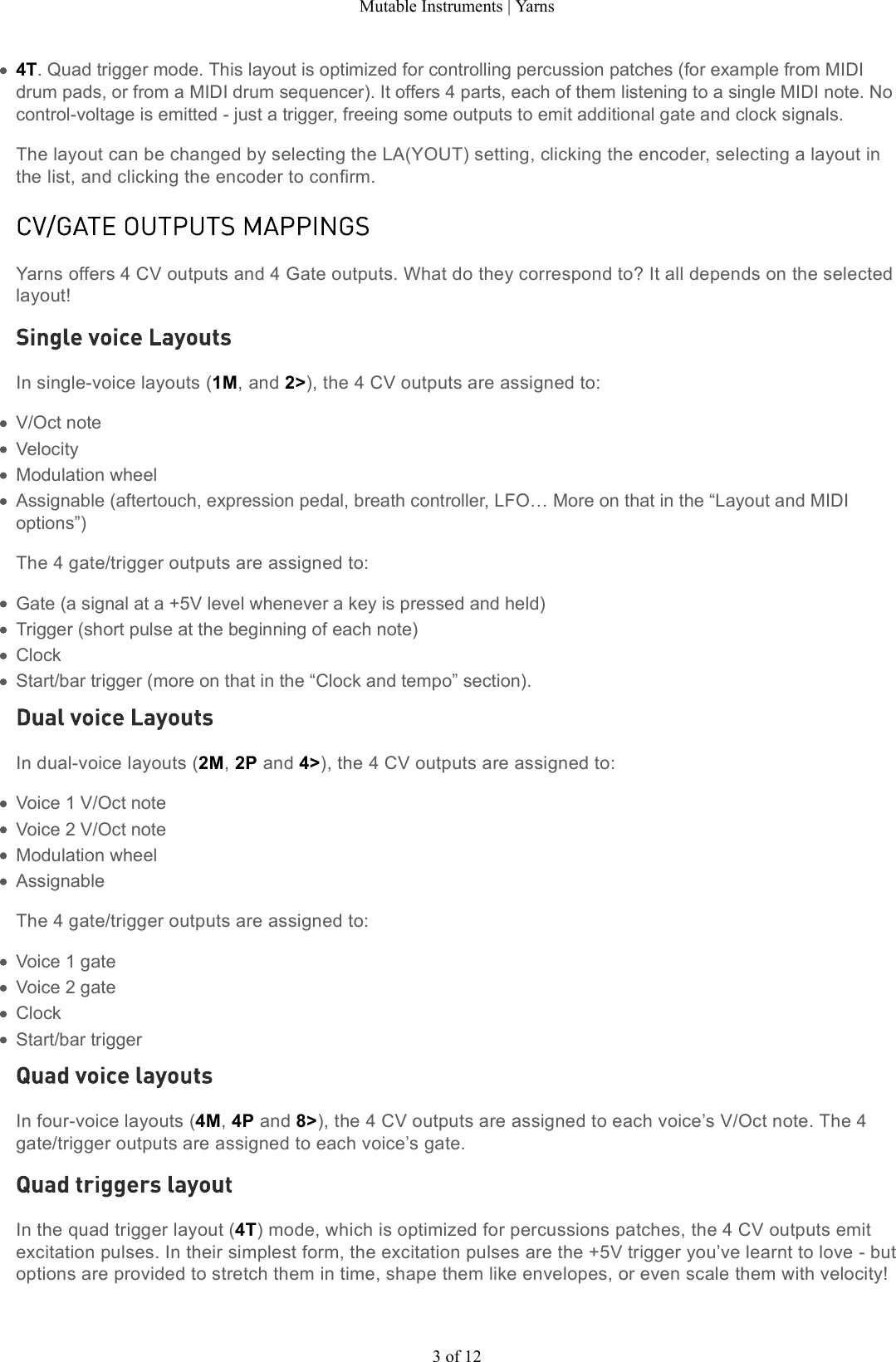 Page 3 of 12 - Mutable Instruments | Yarns User Manual