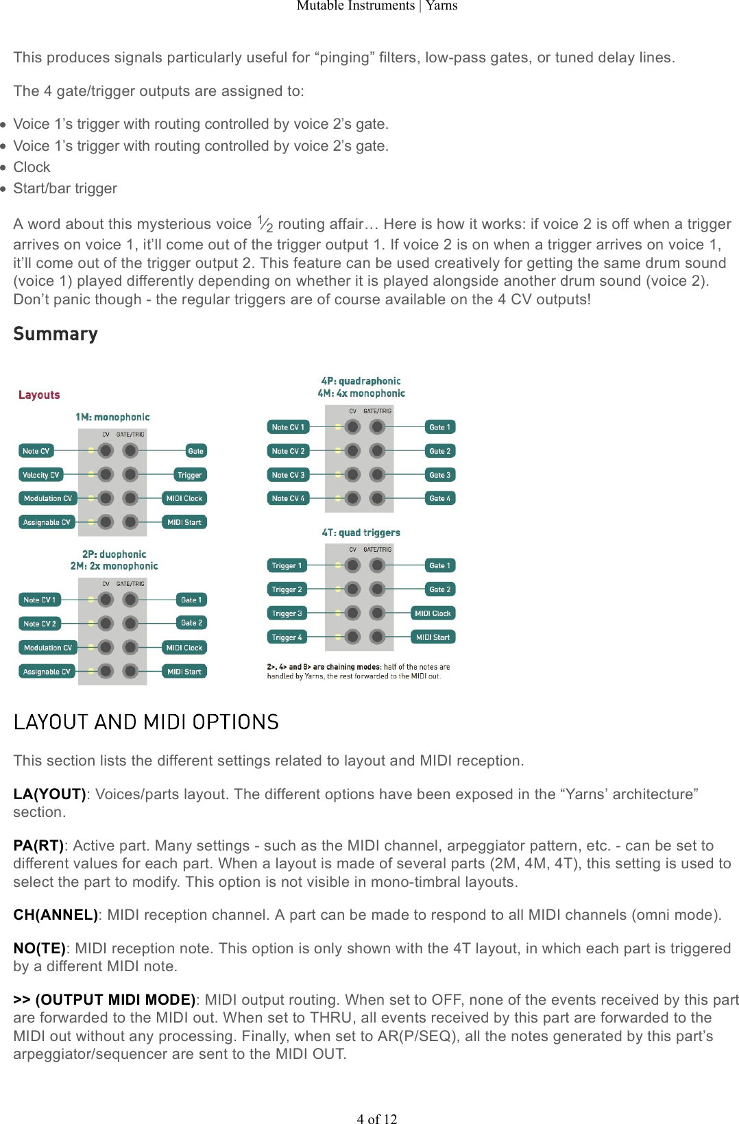 Page 4 of 12 - Mutable Instruments | Yarns User Manual