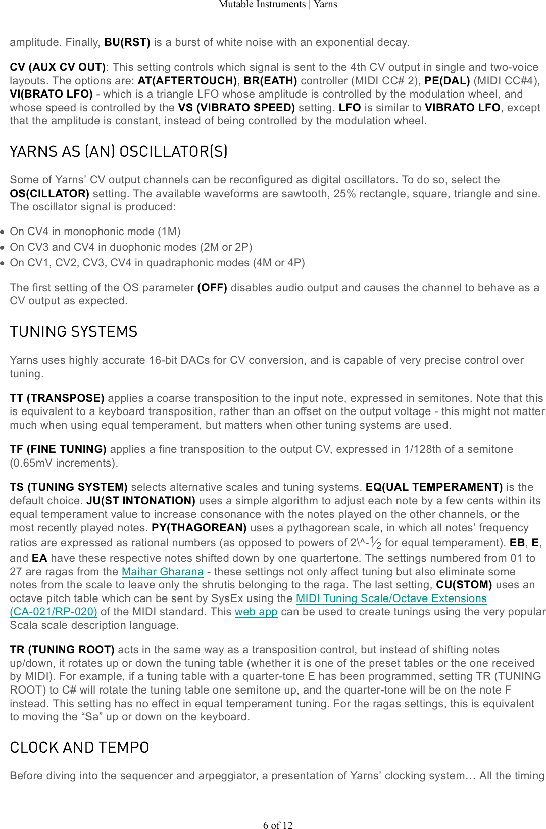 Page 6 of 12 - Mutable Instruments | Yarns User Manual