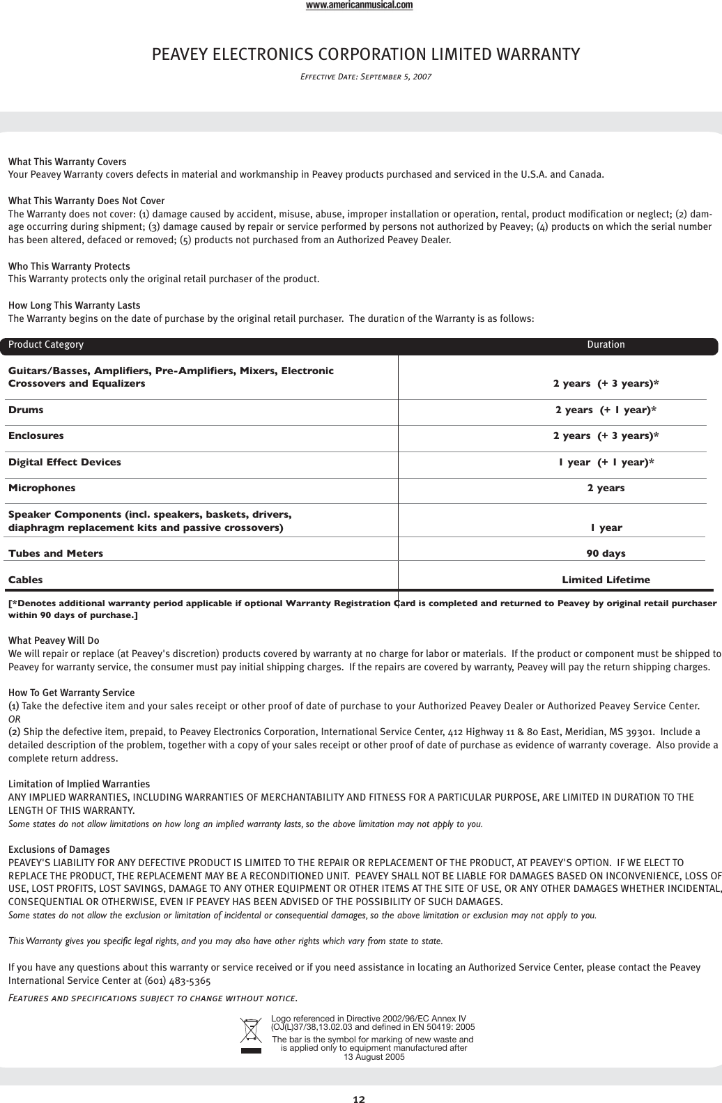 Page 9 of 10 - Peavey Delta Blues 210 User Manual  To The A54555cb-1979-46f6-aa16-7bbd9a099ad0