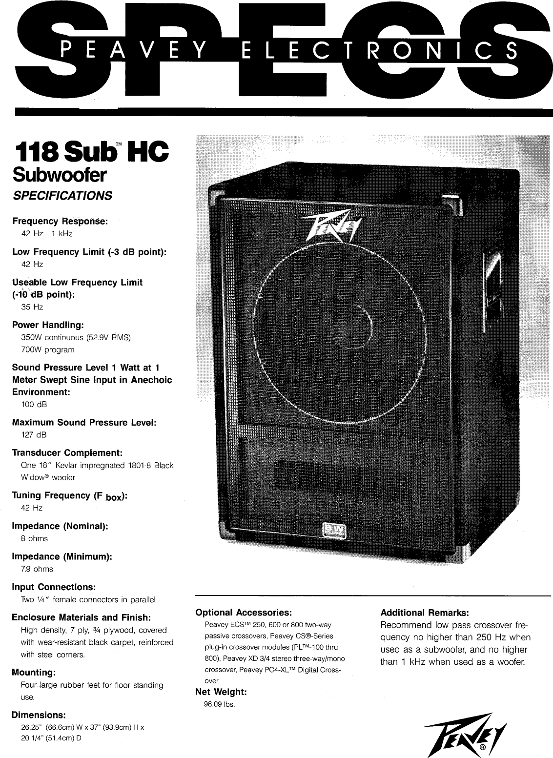 peavey 118 subwoofer