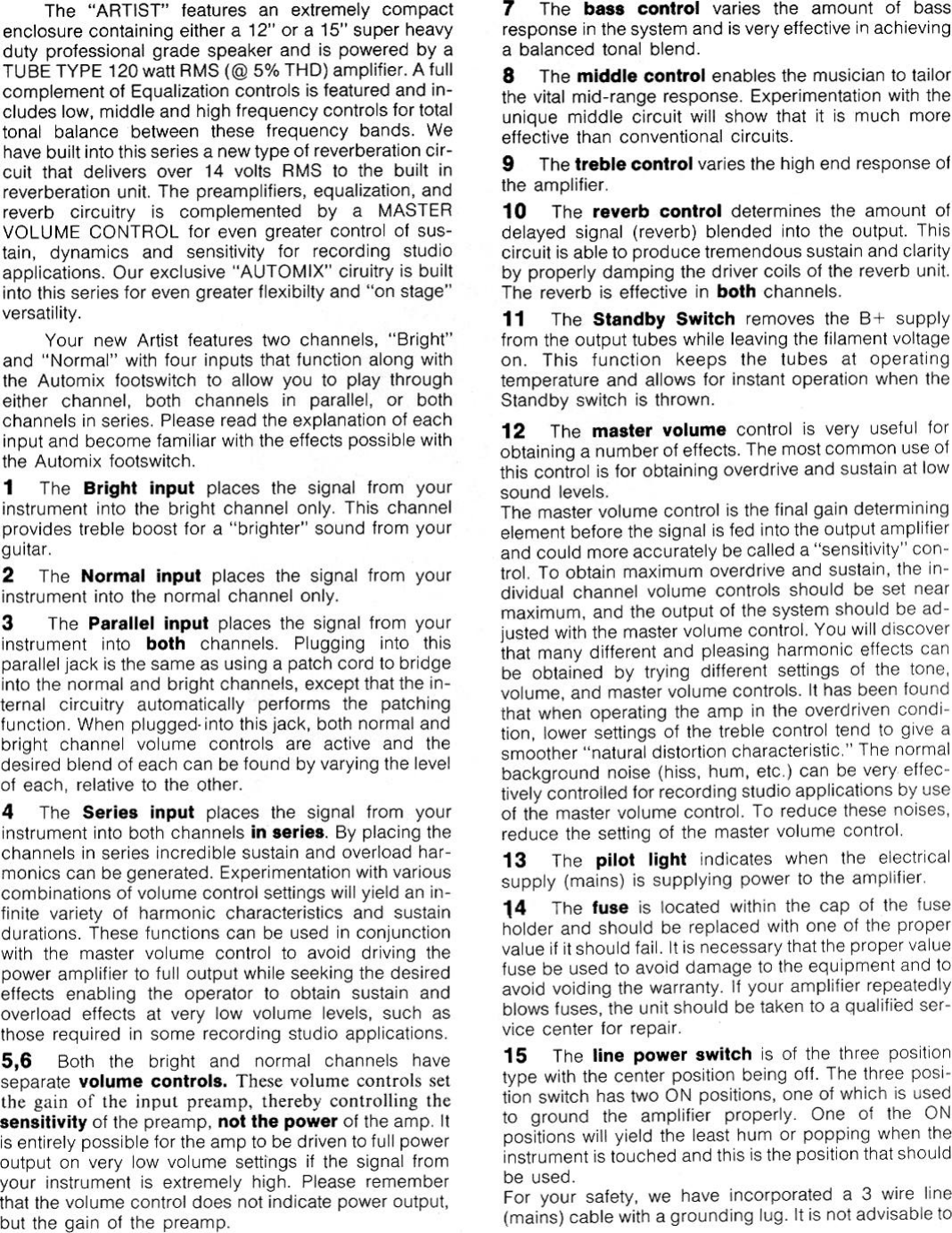 Page 2 of 4 - Peavey Peavey-Artist-240-Users-Manual- Peavey-artist-240-users-manual