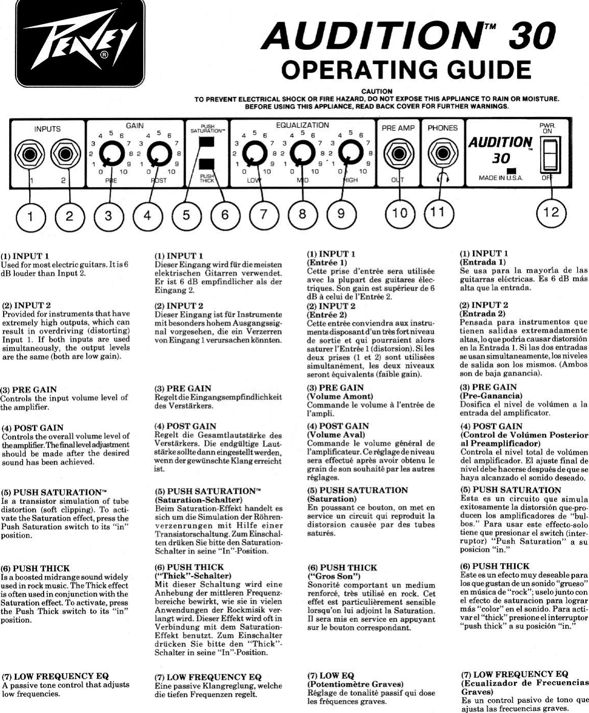 Page 1 of 4 - Peavey Peavey-Audition-30-Users-Manual-  Peavey-audition-30-users-manual