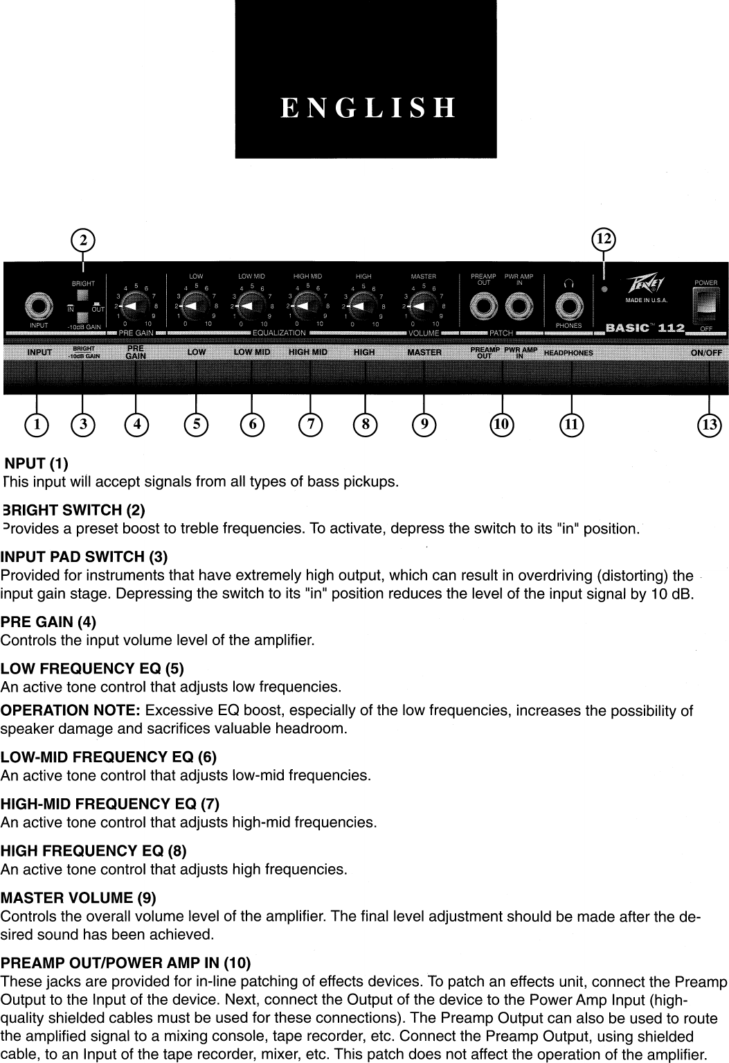 Page 3 of 9 - Peavey Peavey-Basic-112-Users-Manual-  Peavey-basic-112-users-manual