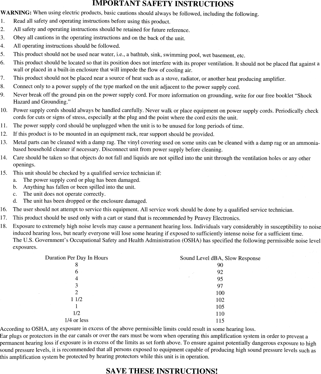 Page 8 of 9 - Peavey Peavey-Basic-112-Users-Manual-  Peavey-basic-112-users-manual