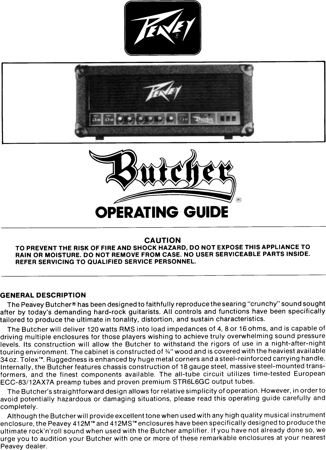 Page 1 of 4 - Peavey Peavey-Butcher-Users-Manual-  Peavey-butcher-users-manual