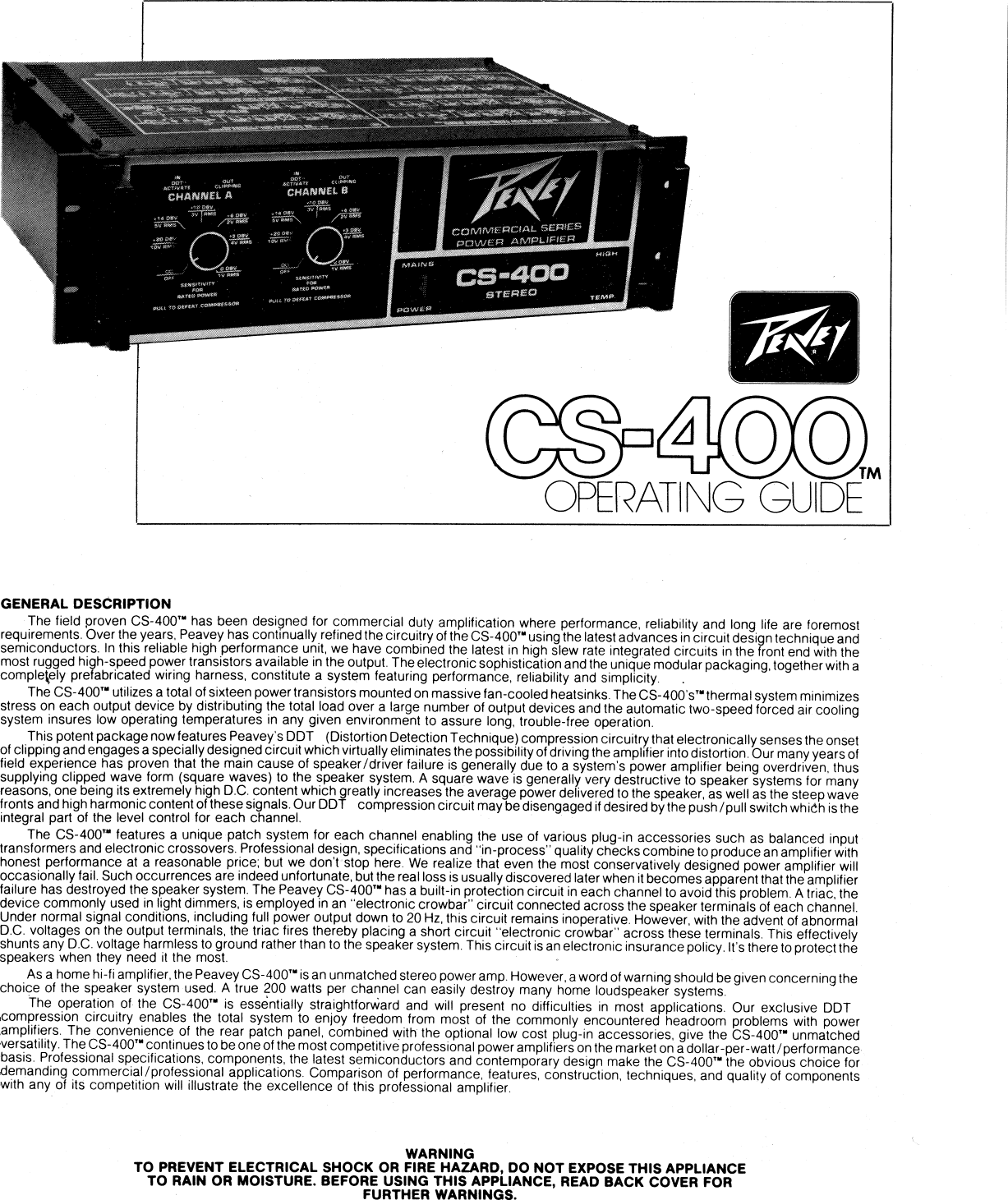 Page 1 of 8 - Peavey Peavey-Cs-400-Users-Manual- CPY  Peavey-cs-400-users-manual