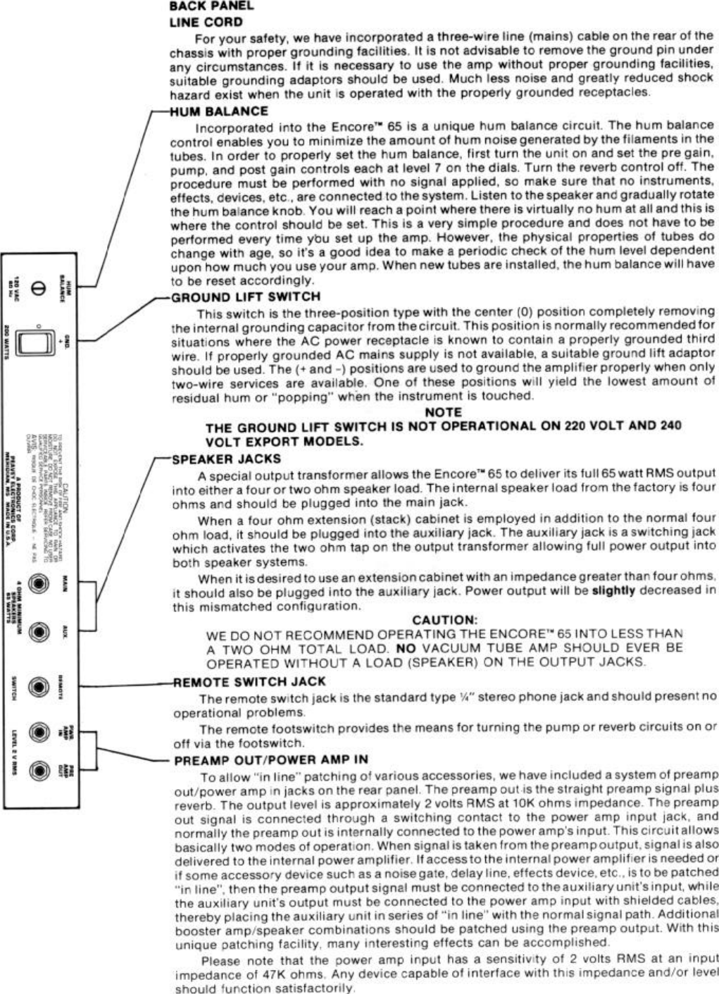 Page 4 of 6 - Peavey Peavey-Encore-65-Users-Manual-  Peavey-encore-65-users-manual