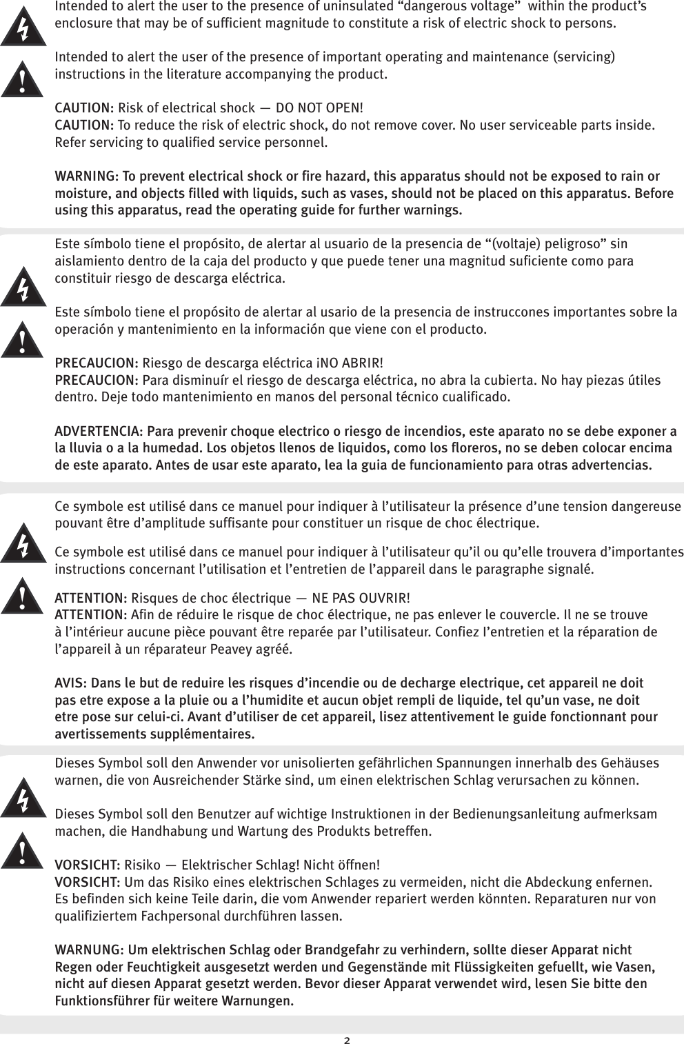 Page 2 of 12 - Peavey Peavey-I8B-Users-Manual-  Peavey-i8b-users-manual