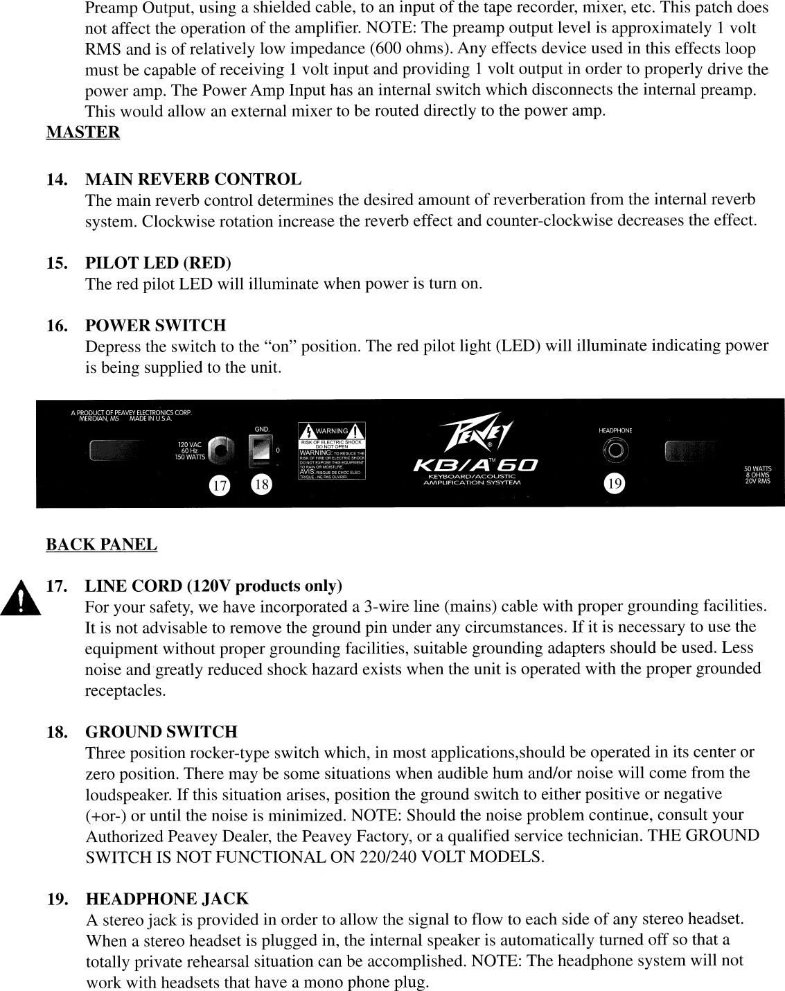 Page 5 of 10 - Peavey Peavey-Kb-A-60-Users-Manual-  Peavey-kb-a-60-users-manual