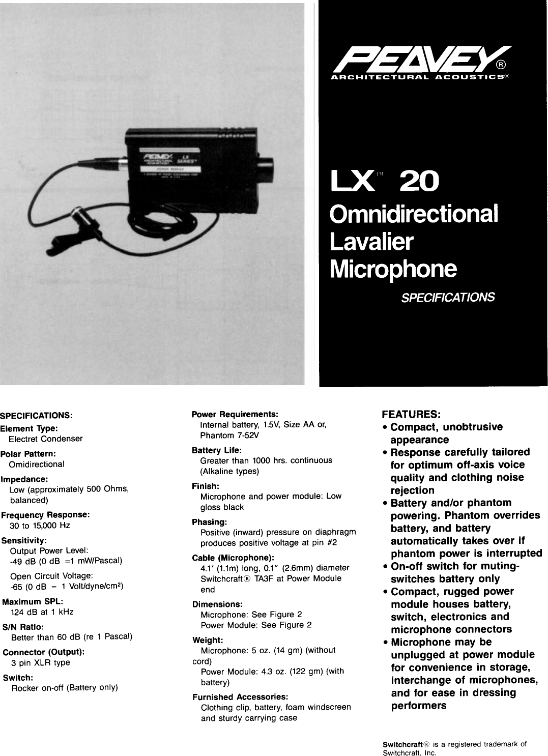 Peavey Lx 20 Users Manual