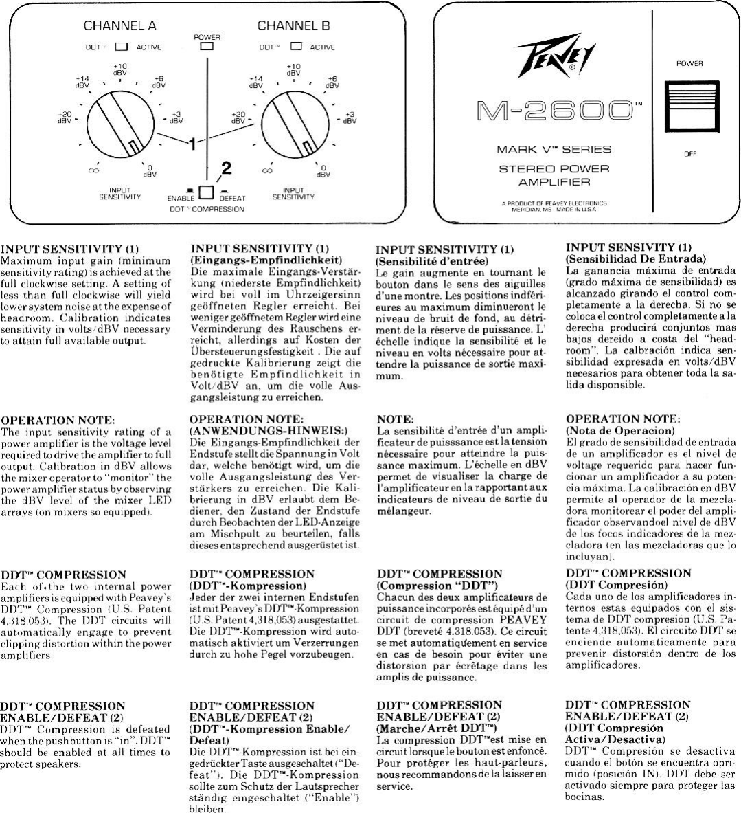 Page 2 of 6 - Peavey Peavey-M-2600-Users-Manual-  Peavey-m-2600-users-manual