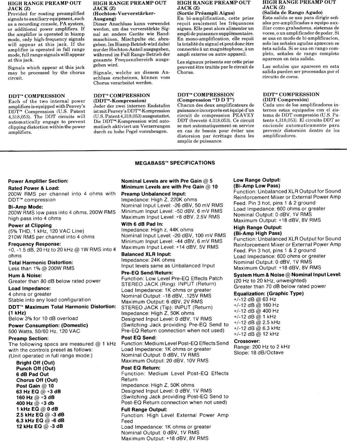 Page 8 of 10 - Peavey Peavey-Megabass-Users-Manual-  Peavey-megabass-users-manual