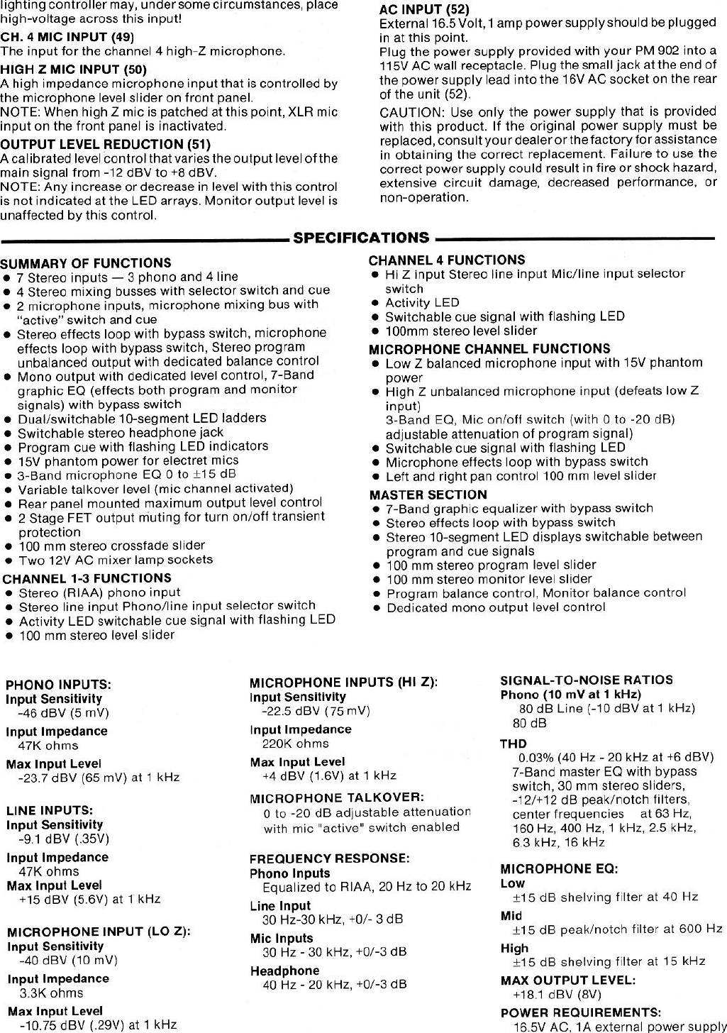 Page 4 of 8 - Peavey Peavey-Production-Mixer-902-Users-Manual-  Peavey-production-mixer-902-users-manual