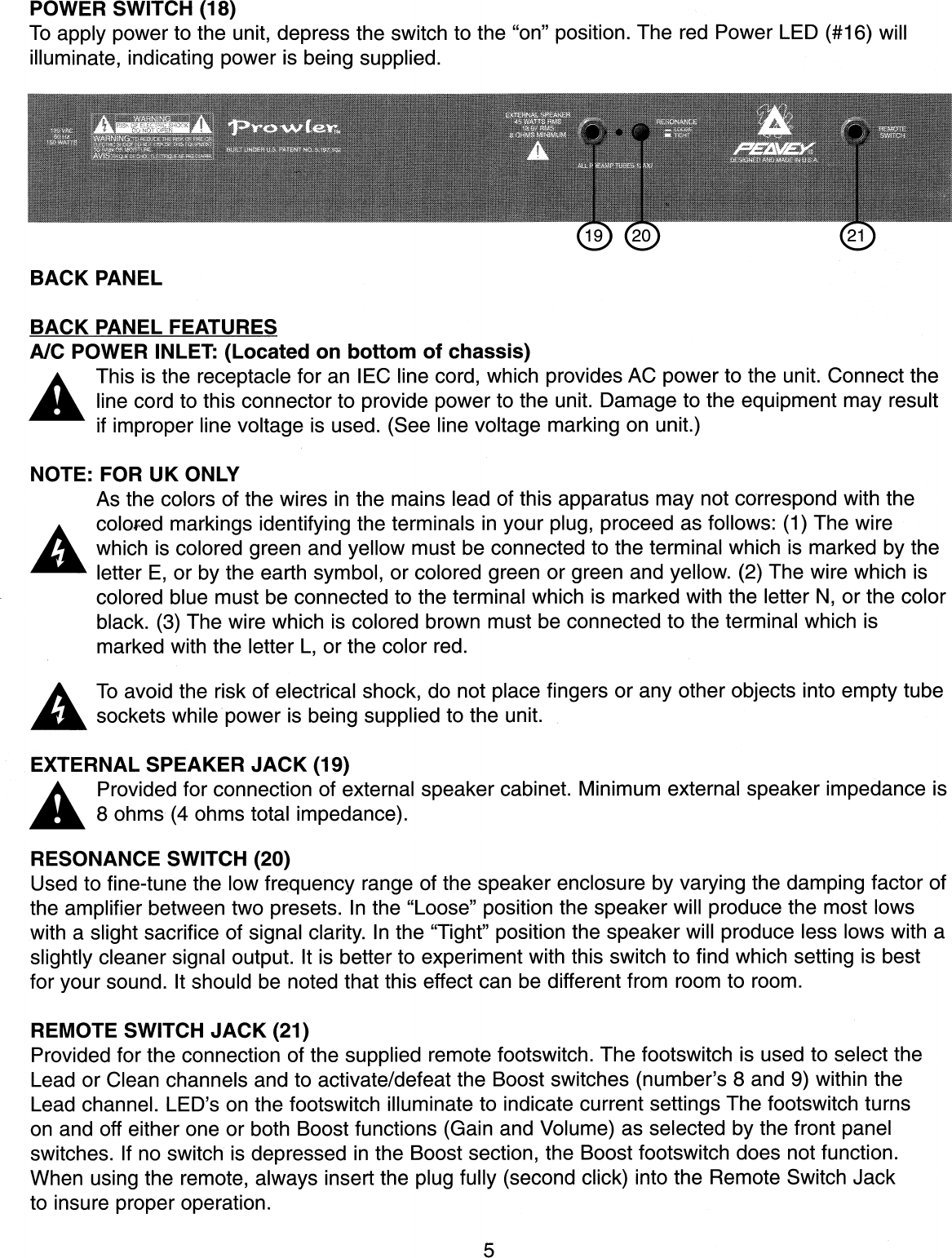 Page 5 of 11 - Peavey Peavey-Prowler-Users-Manual- Peavey-prowler-users-manual