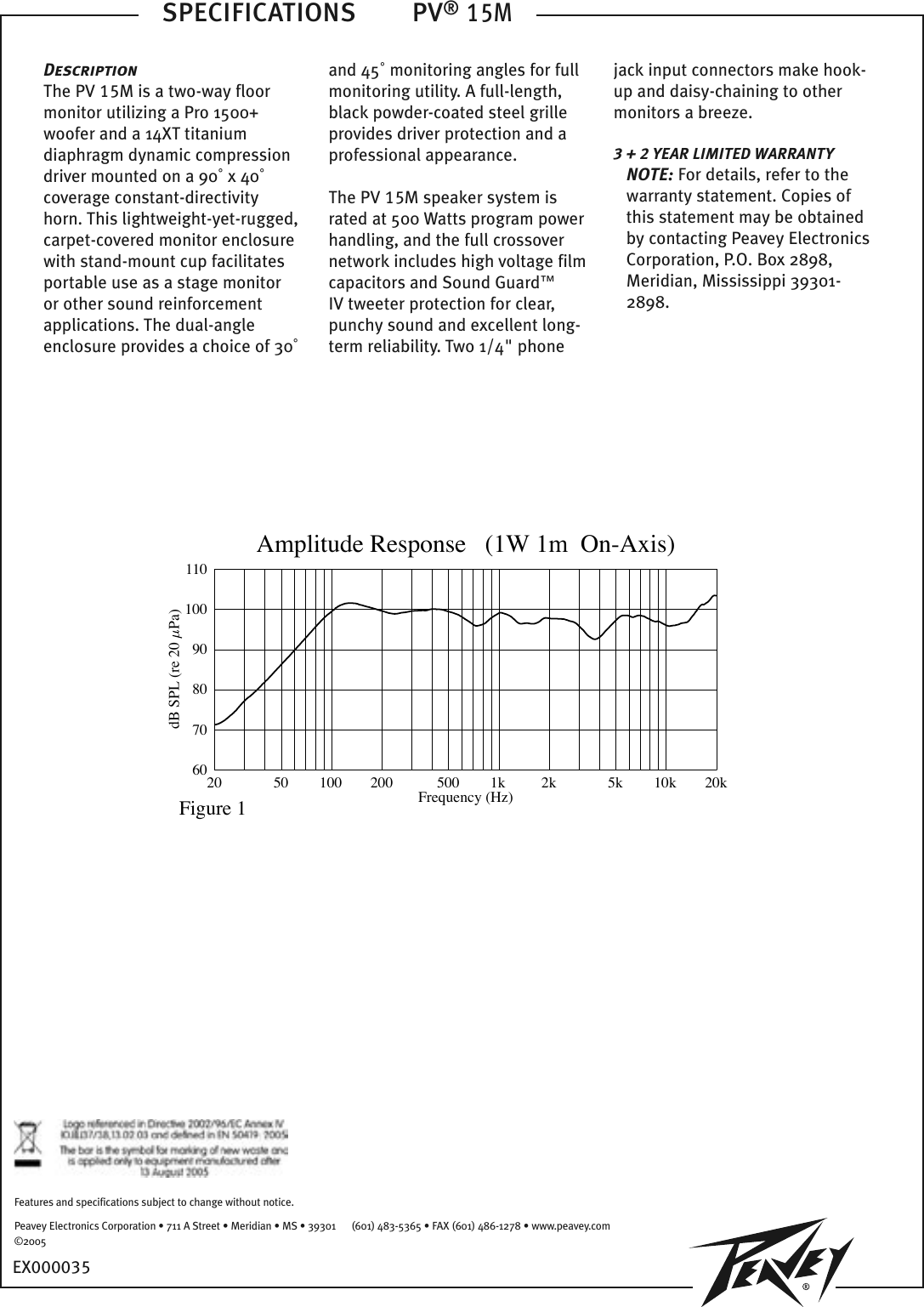 Page 2 of 2 - Peavey Peavey-Pv-15M-Users-Manual- PV15Ma  Peavey-pv-15m-users-manual