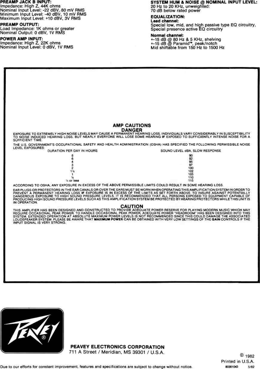 Page 6 of 6 - Peavey Peavey-Renown-Users-Manual-  Peavey-renown-users-manual