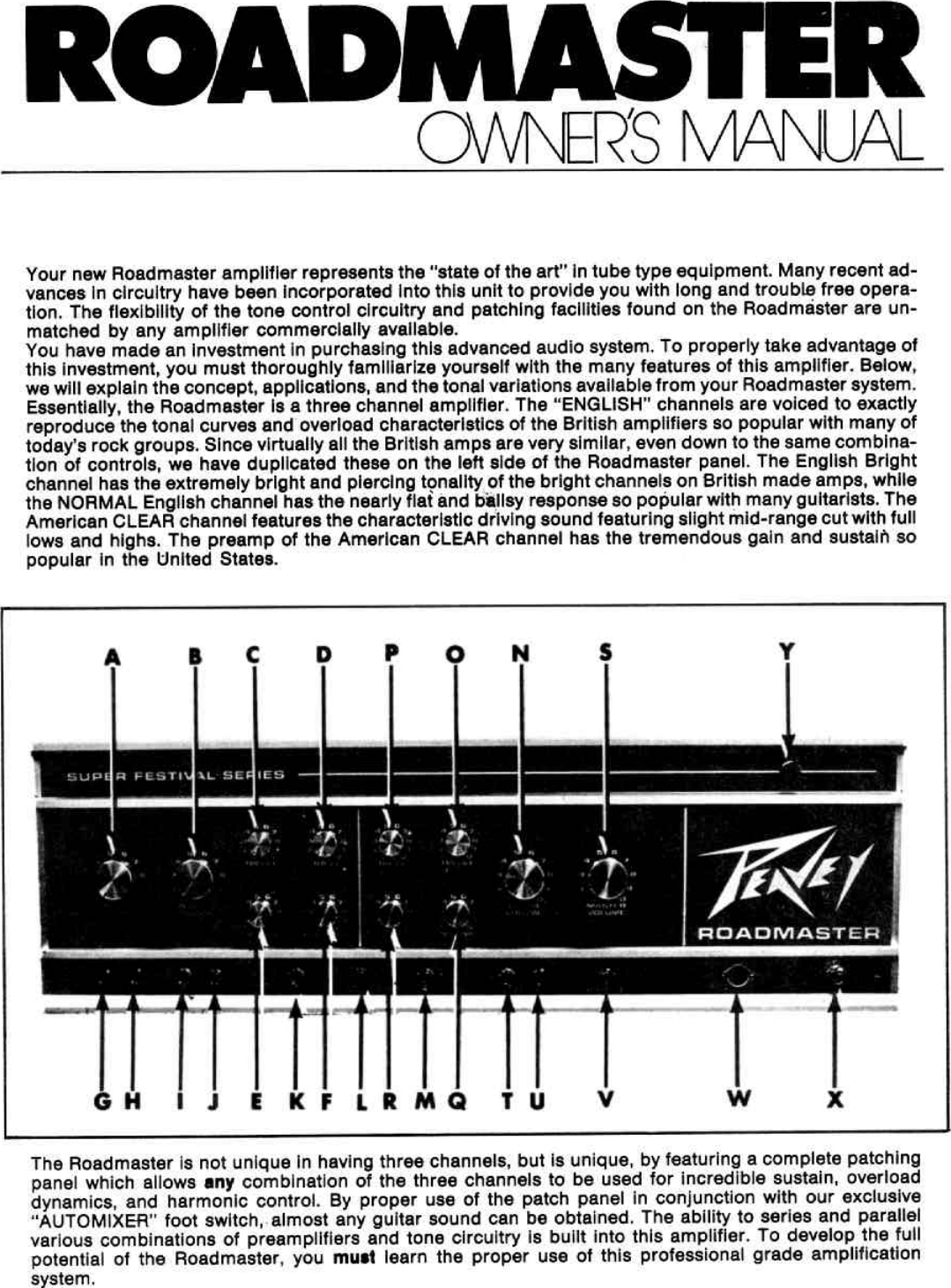Peavey Roadmaster Users Manual