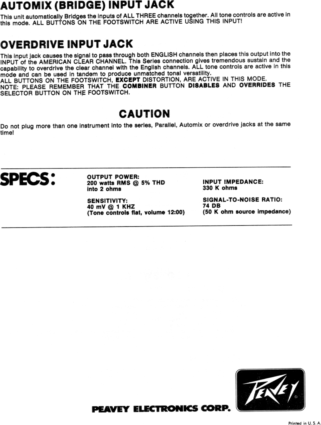 Page 8 of 10 - Peavey Peavey-Roadmaster-Users-Manual-  Peavey-roadmaster-users-manual