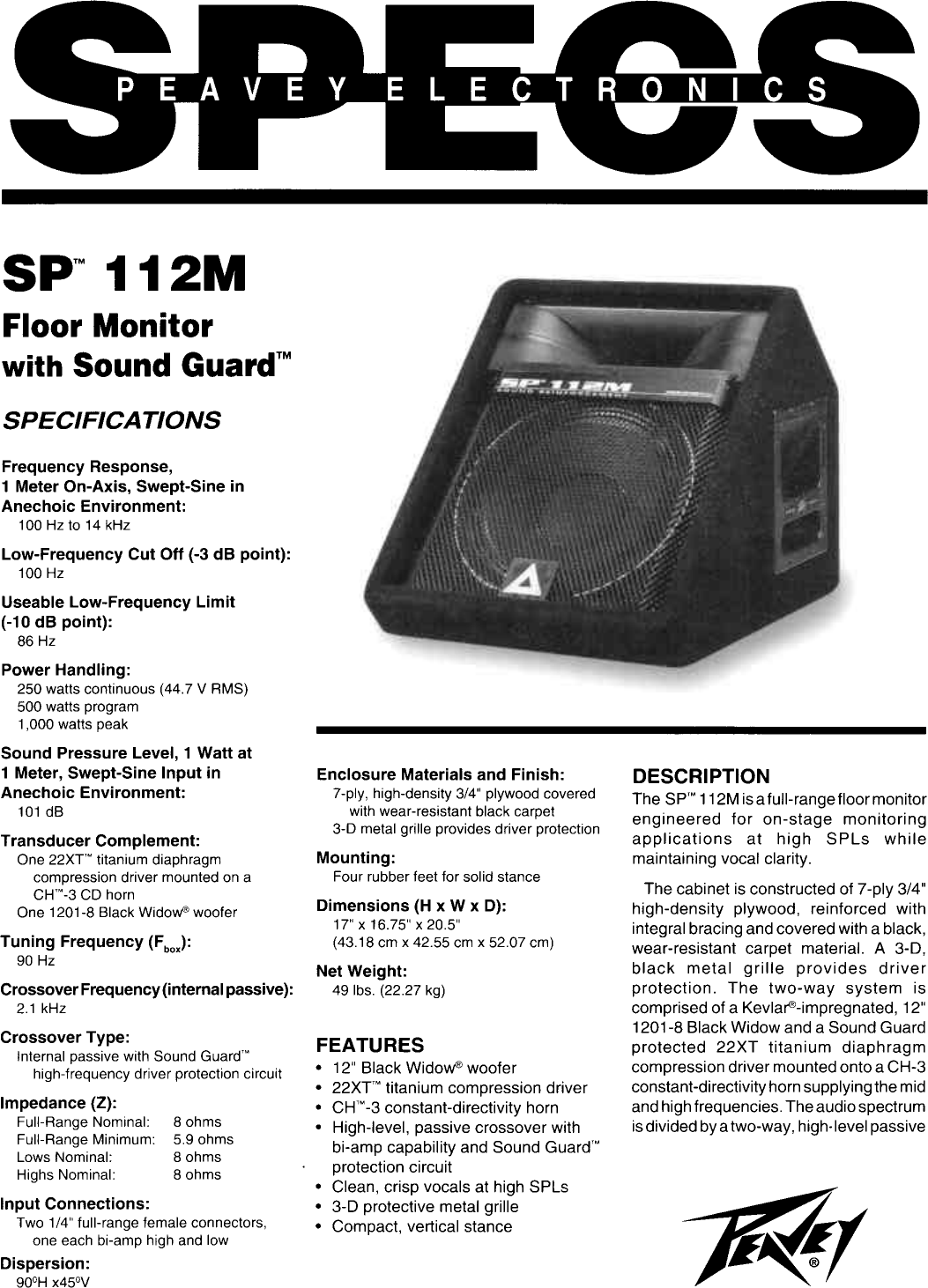 Peavey Sp 112M Users Manual