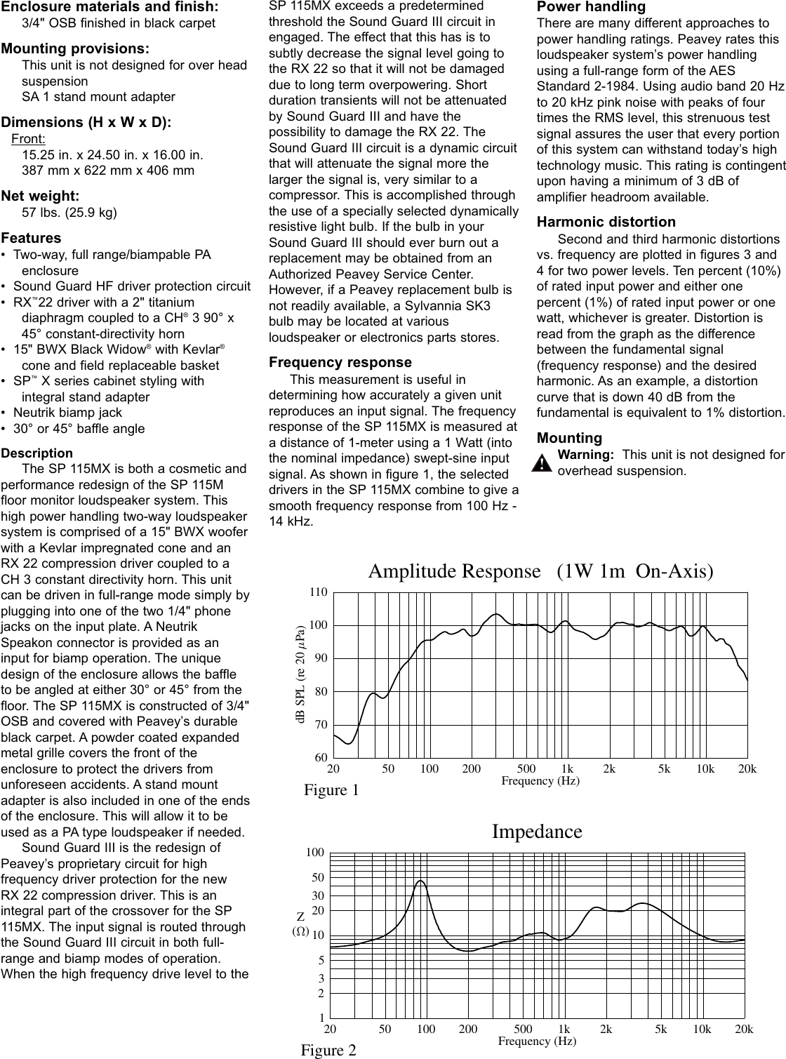 Page 2 of 4 - Peavey Peavey-Sp-115Mx-Users-Manual-  Peavey-sp-115mx-users-manual