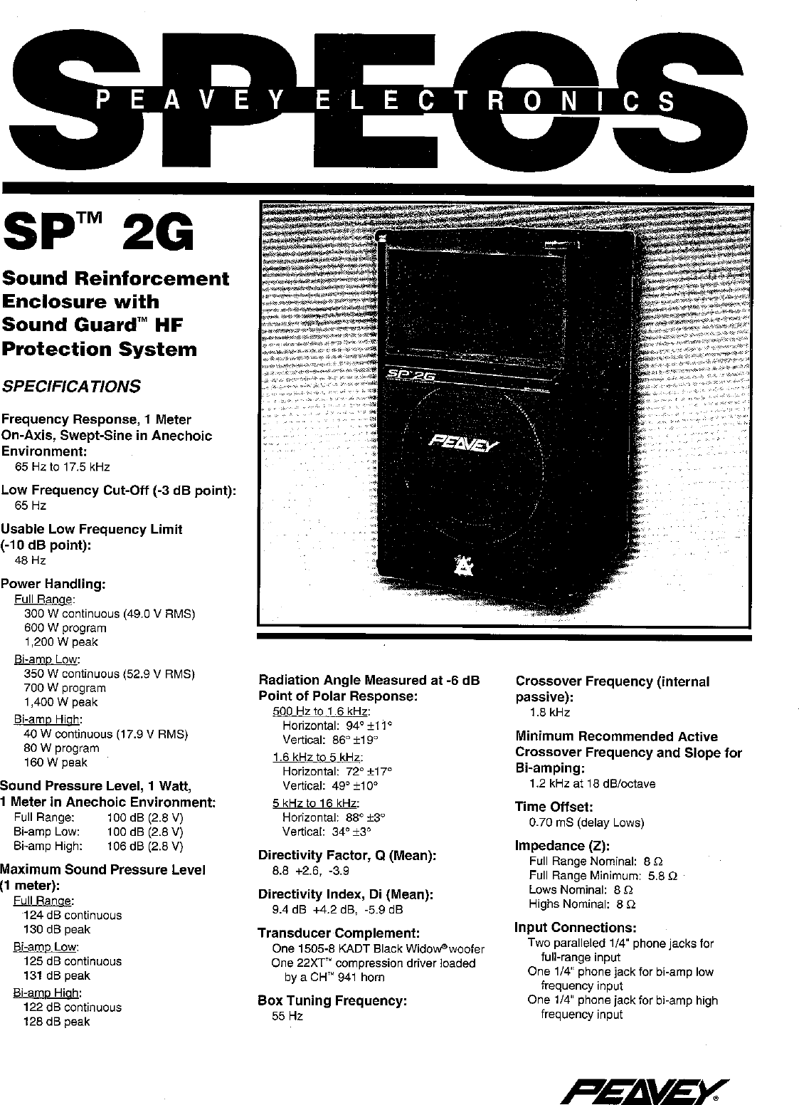 Page 1 of 4 - Peavey Peavey-Sp-2G-Users-Manual-  Peavey-sp-2g-users-manual