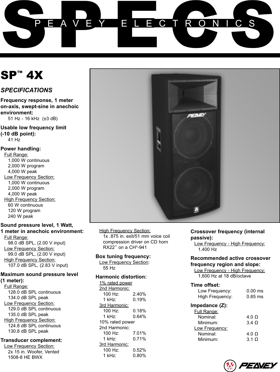 Page 1 of 4 - Peavey Peavey-Sp-4X-Users-Manual-  Peavey-sp-4x-users-manual