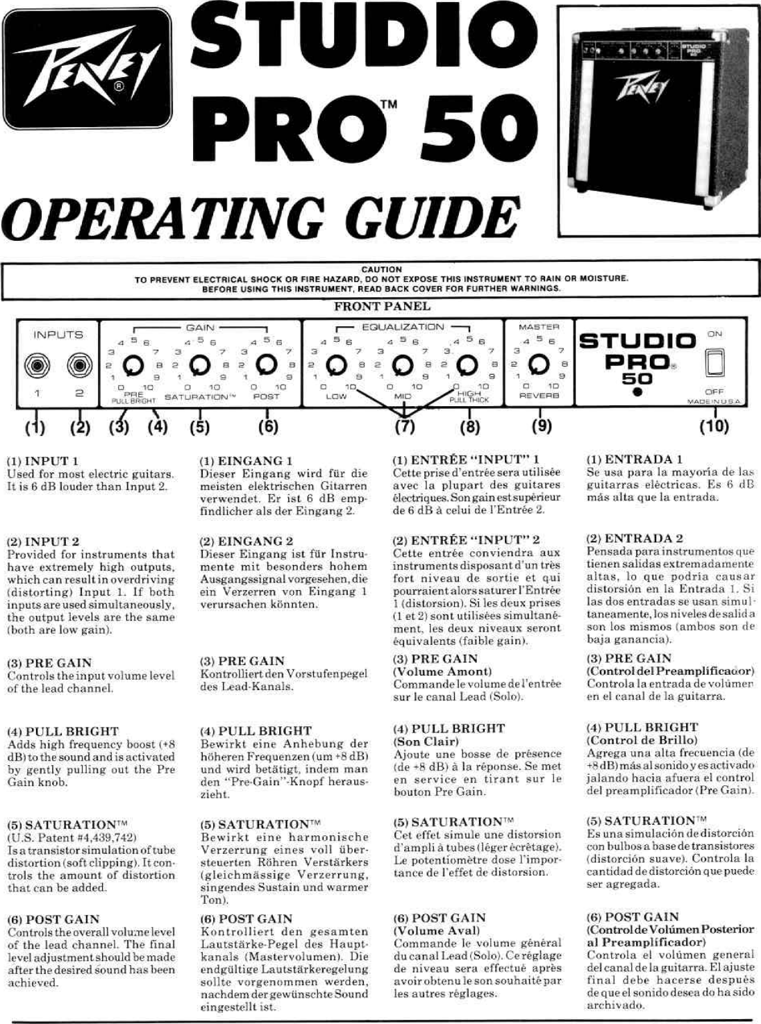 Page 1 of 4 - Peavey Peavey-Studio-Pro-50-Users-Manual-  Peavey-studio-pro-50-users-manual