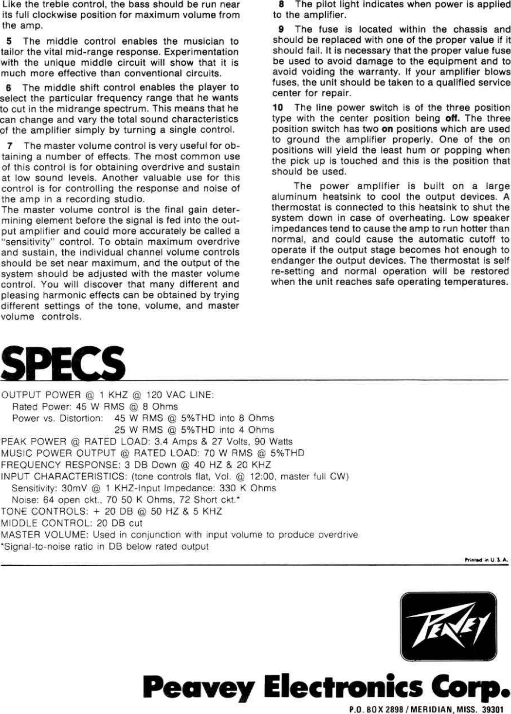 Page 3 of 4 - Peavey Peavey-Tnt-100-Users-Manual-  Peavey-tnt-100-users-manual