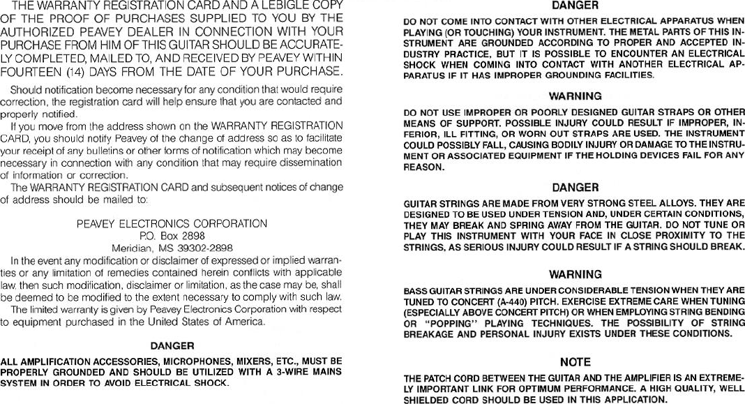 Page 10 of 11 - Peavey Peavey-Tracer-Lt-Users-Manual-  Peavey-tracer-lt-users-manual