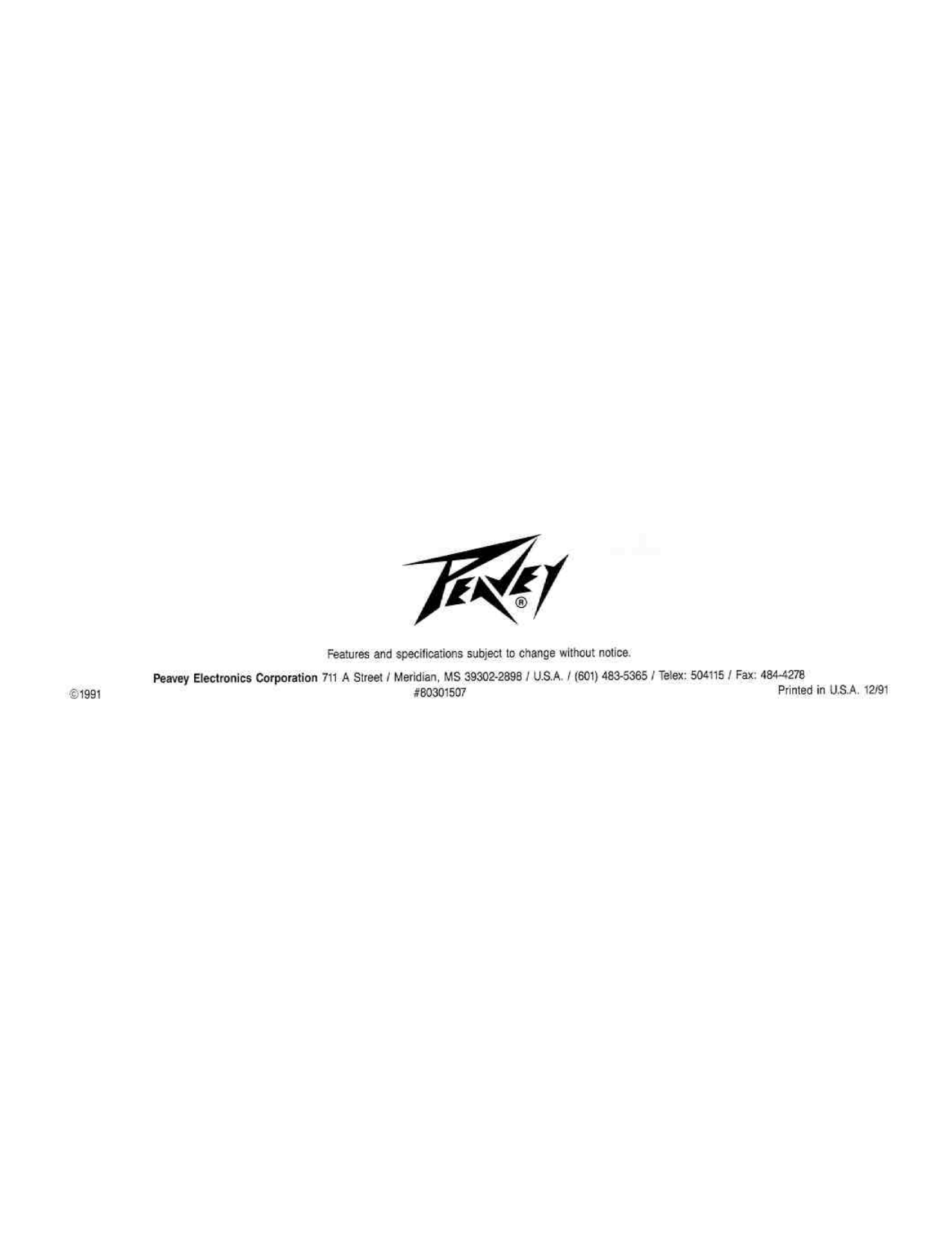 Page 11 of 11 - Peavey Peavey-Tracer-Lt-Users-Manual-  Peavey-tracer-lt-users-manual