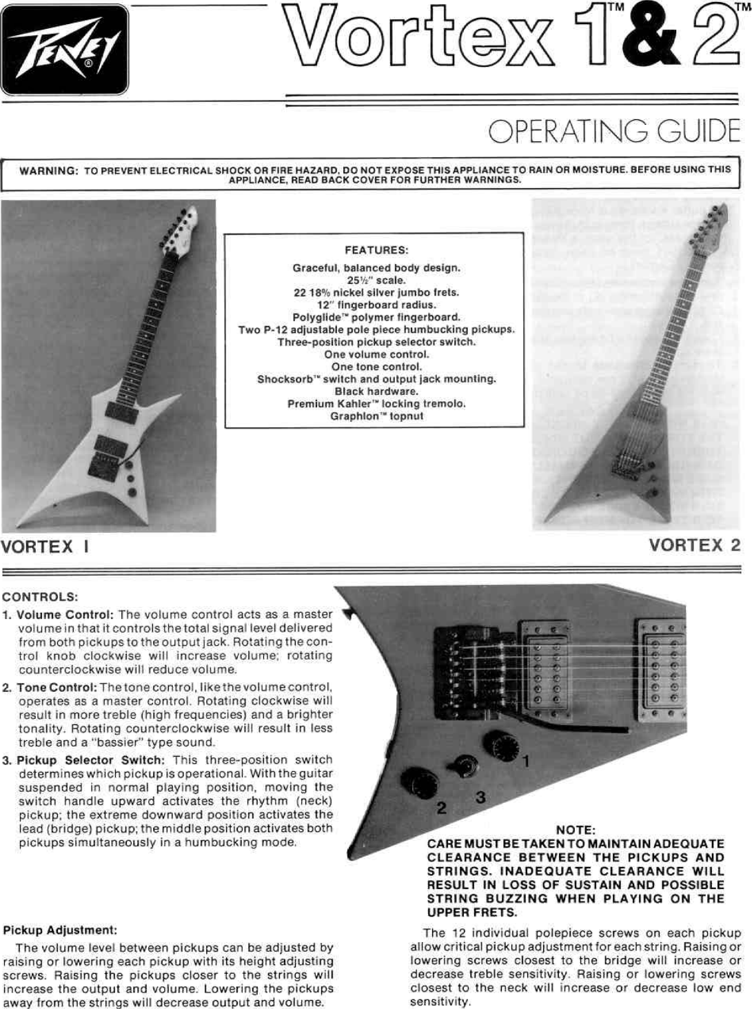 Page 1 of 4 - Peavey Peavey-Vortex-1-Users-Manual-  Peavey-vortex-1-users-manual