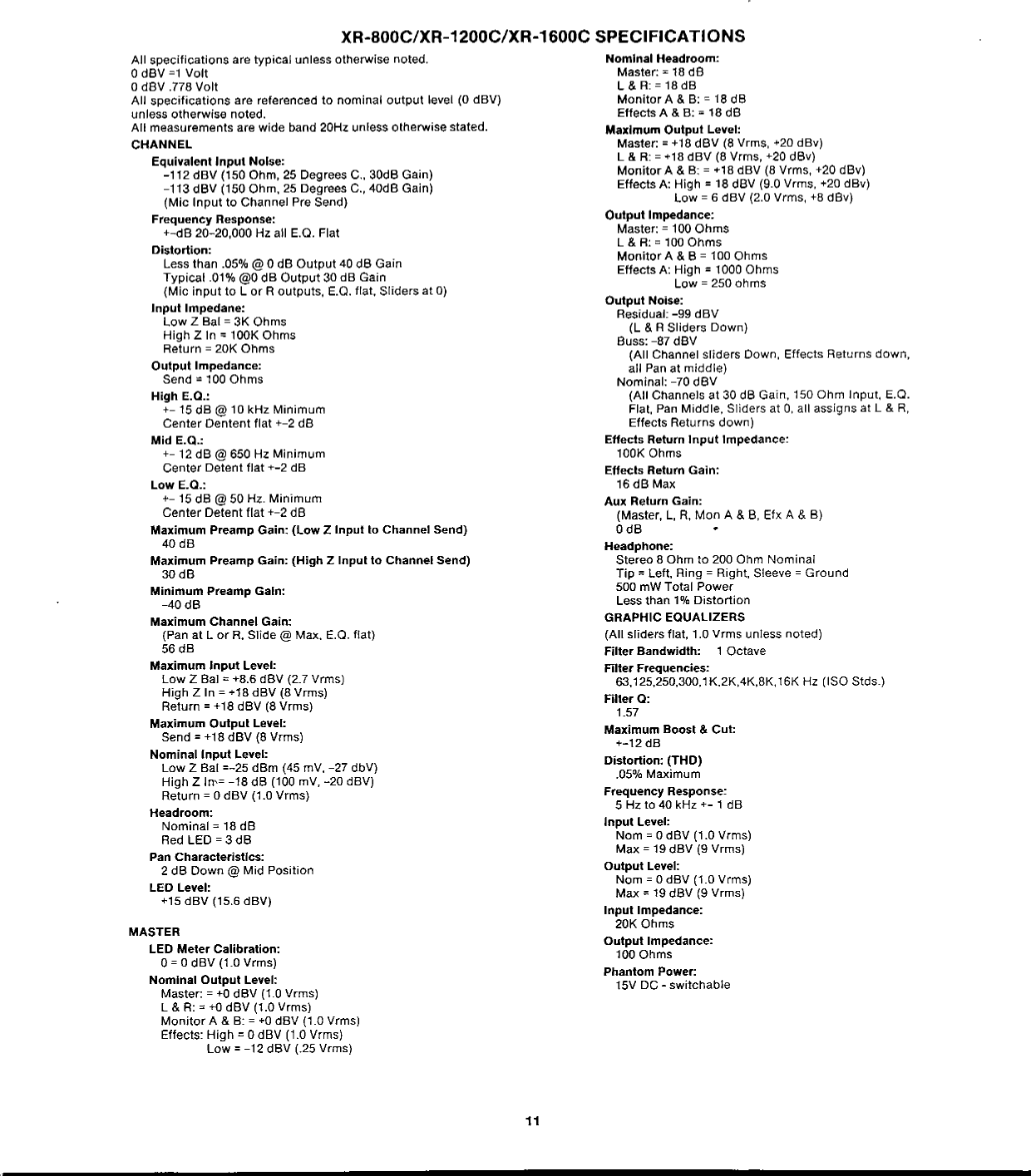 Page 11 of 12 - Peavey Peavey-Xr-1200C-Users-Manual-  Peavey-xr-1200c-users-manual