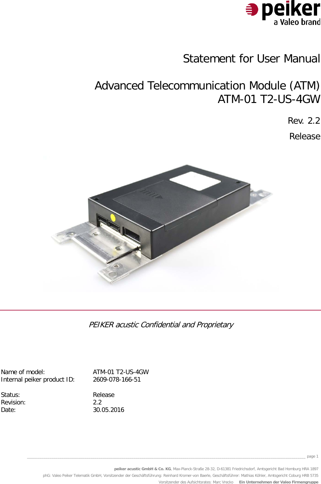 Peiker acustic and KG ATM-T-622 Advanced Telecommunication Module (ATM ...