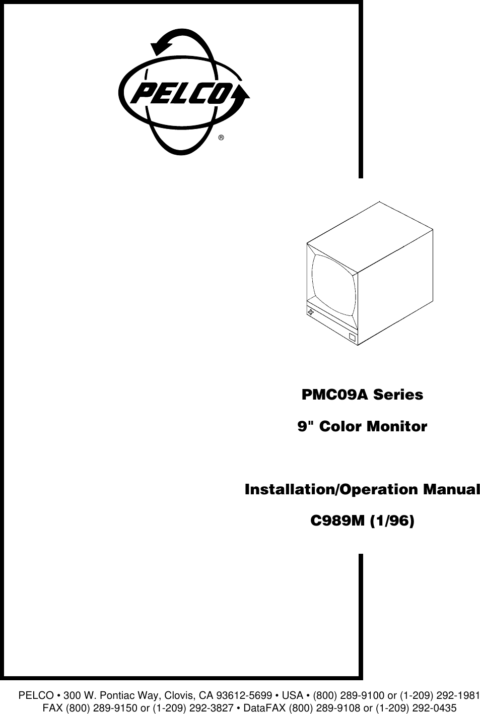 Page 1 of 8 - Pelco Pelco-9-Color-Monitor-Pmc09A-Series-Users-Manual--5  Pelco-9-color-monitor-pmc09a-series-users-manual