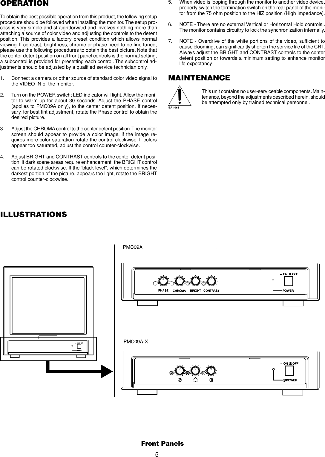 Page 5 of 8 - Pelco Pelco-9-Color-Monitor-Pmc09A-Series-Users-Manual--5  Pelco-9-color-monitor-pmc09a-series-users-manual