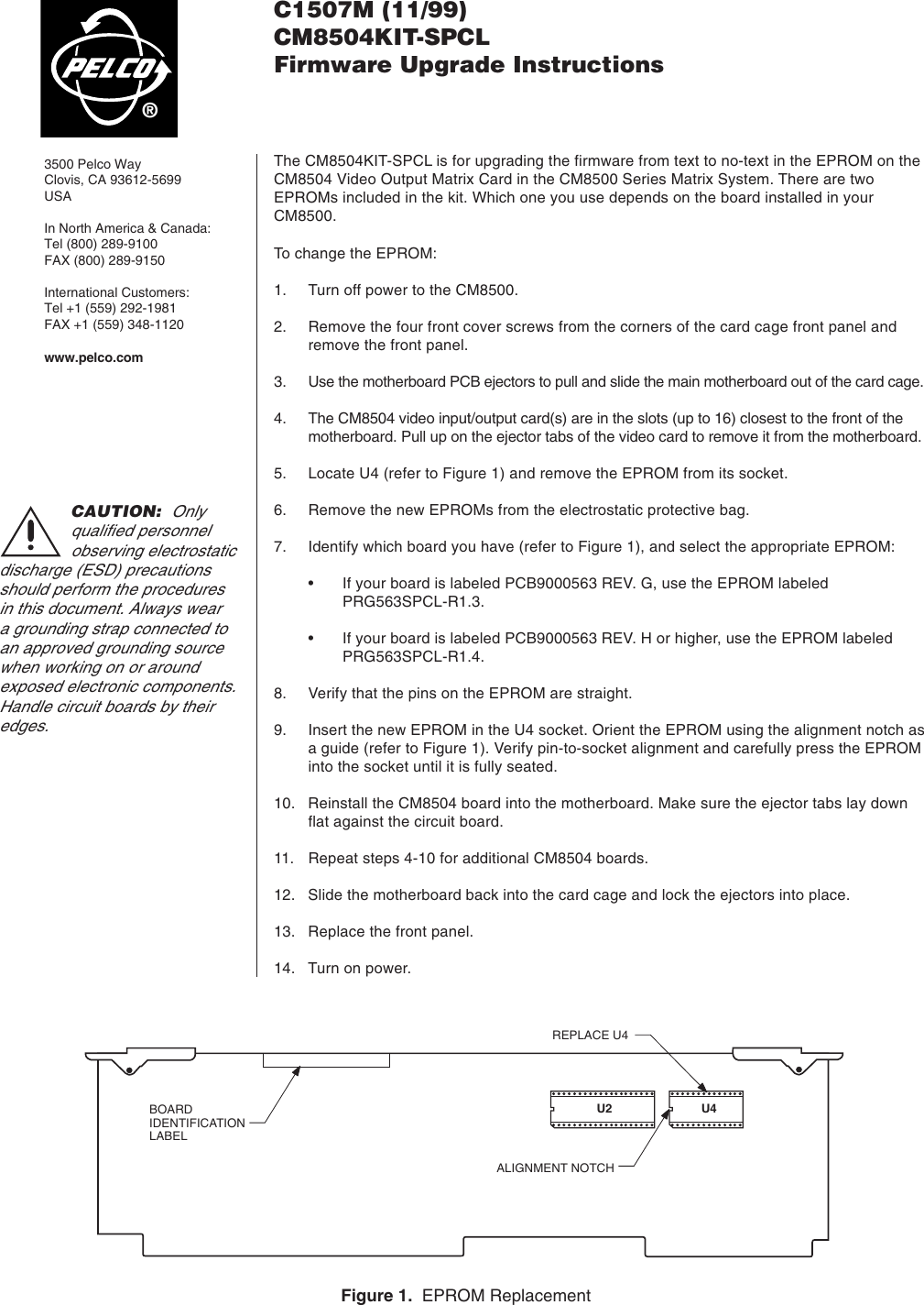 Page 1 of 2 - Pelco Pelco-Pelco-Computer-Hardware-Cm8504Kit-Spcl-Users-Manual- CM8504KIT-SPCL Firmware Upgrade Instructions_manual  Pelco-pelco-computer-hardware-cm8504kit-spcl-users-manual